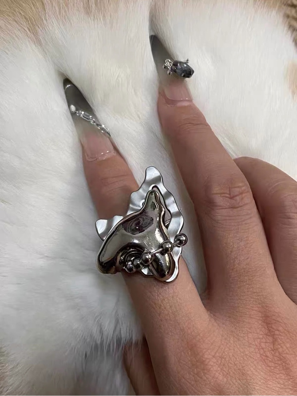 Metamorphic Shard Ring - sculptural Liquid Metal Ring